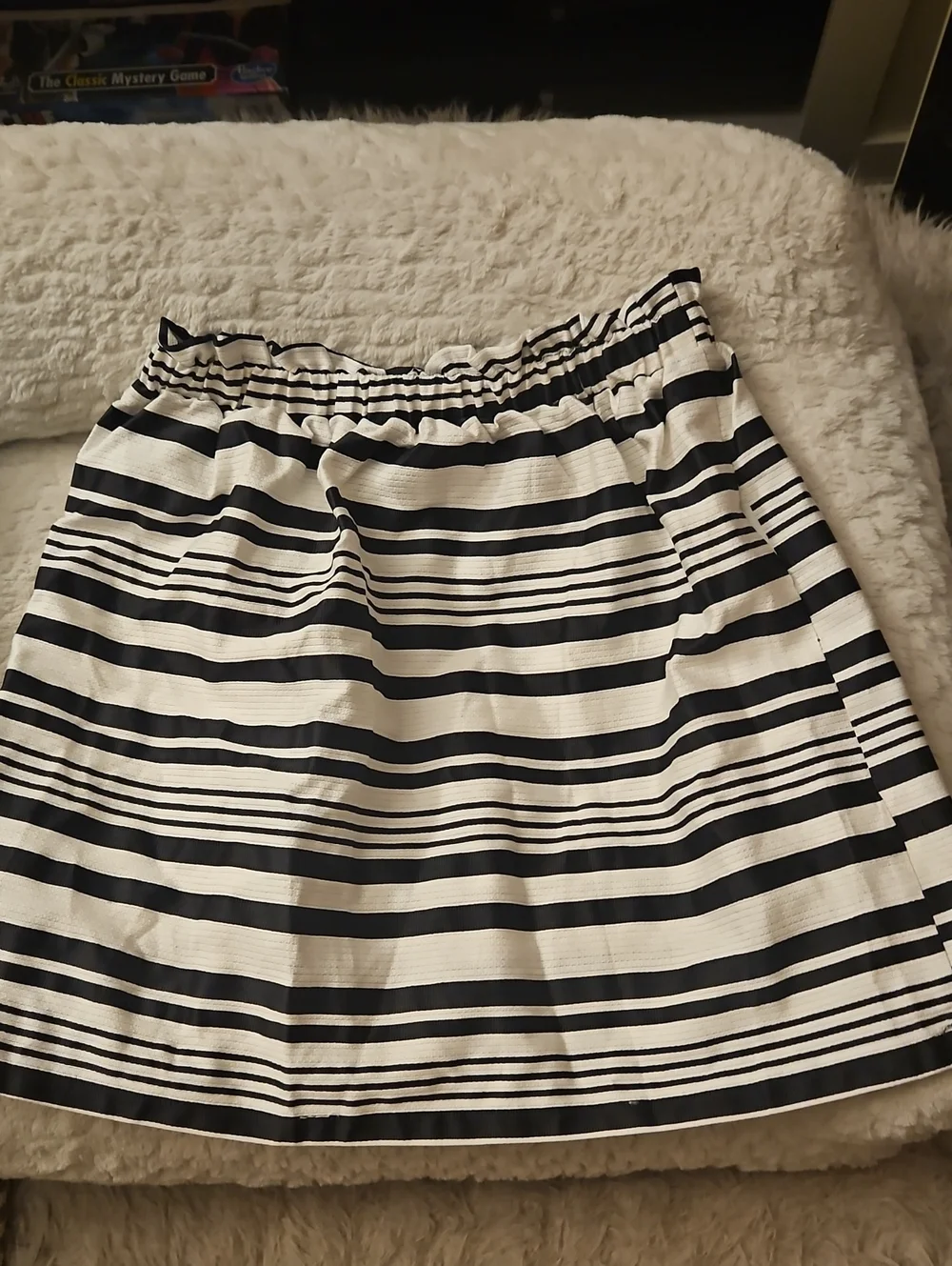 HYPR Black & White Striped Mini Skirt Paperbag Waist Size Small S